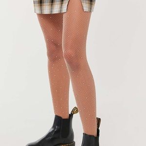 Urban outfitters jewel fishnet tights nude NWT